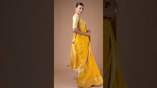 Golden Yellow Silk Saree With Zari Border [upl. by Chiquita894]