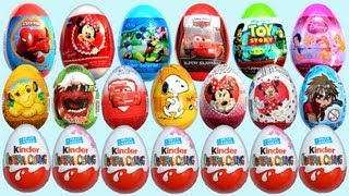 24 Surprise Eggs Kinder Surprise Mickey Mouse Minnie Mouse Cars 2 Disney Pixar [upl. by Newnorb]