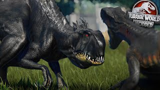 E750 Vs INDOMINUS REX Vs INDORAPTOR  BATTLE ROYALE  Jurassic World Evolution  HD [upl. by Aibun]