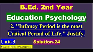 Education PsychologyUnit 3 Stages of Human DevelopmentBEd 2nd Year Solution24 [upl. by Ydnelg]