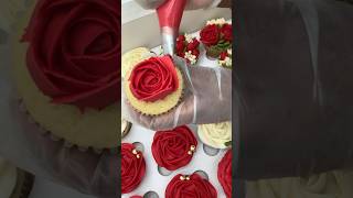 Satisfying buttercream rose piping❤️ [upl. by Ainessey]