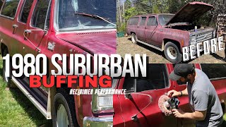 BUFFING OLD FADED CAR PAINT  TRYING TO RESTORE CAR PAINT [upl. by Oiramed]