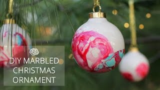 DIY MARBLED CHRISTMAS ORNAMENTS  MAKE  Collaboration [upl. by Notle434]