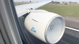 KLM 777200er AWESOME Engine Roar Takeoff in Amsterdam  Engine Fogging [upl. by Aryek852]