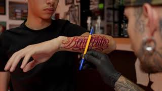 Chicano Lettering Tattoo Freestyle  Fresco Inchiostro Tattooer [upl. by Aelaza]