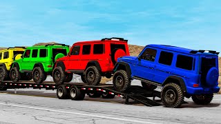 Flatbed Truck Mcqueen  Transportation with Truck  Pothole vs Car 7  BeamNGDrive  Just BeamNG [upl. by Burta]