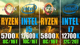 RYZEN 7 5700X vs INTEL i5 12600K vs RYZEN 7 5800X vs INTEL i7 12700K  PC GAMES BENCHMARK TEST [upl. by Fianna]