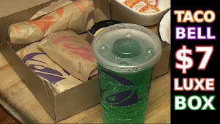 Trying Taco Bells New 7 Luxe Cravings Box Food Review [upl. by Ahsiuq]