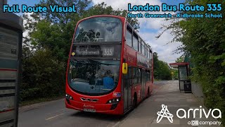 Full Route Visual London Bus Route 335 North Greenwich  Kidbrooke [upl. by Anelra490]