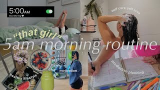 5AM morning routine 🌱 how to be THAT GIRL  motivation changing my life productive planning 2023 [upl. by Asiaj816]