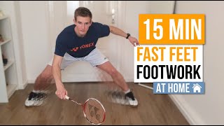 15 Min Fast Footwork Session  Badminton At Home [upl. by Braswell]