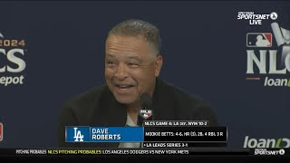 Postgame  Dodgers coach Dave Roberts applauded Shohei Ohtani and Mookie Betts with G4 win vs Mets [upl. by Olive]