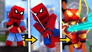 A EVOLUÇÃO DO UNIFORME DO HOMEM ARANHA NO MINECRAFT [upl. by Etteuqal]