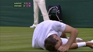 Djokovic v Stepanek sensational rally  Wimbledon 2014 [upl. by Dreda820]