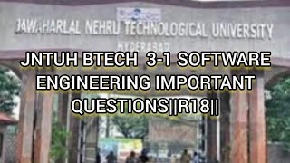 JNTUH 31 SOFTWARE ENGINEERING IMPORTANT QUESTIONSR18JNTUH [upl. by Liagaba]