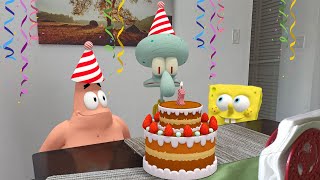 Happy Birthday Squidward🎂🎉🎈  SpongeBob in real life [upl. by Nabatse]