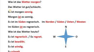 23 Das Wetter und die Himmelsrichtungen  الطقس وإتجاهات البوصلة في اللغة الألمانية  مستوى A1 [upl. by Ayanej]