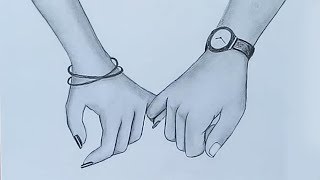 Holding Hands pencil sketch  Valentines Day special [upl. by Sarson]