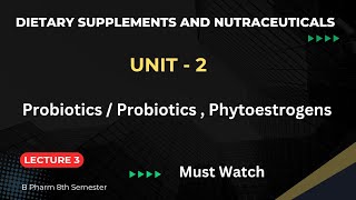 Dietary Supplement And Nutraceuticals Unit 2  Part 3 [upl. by Ednyl910]