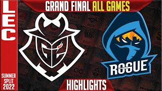 G2 vs RGE Highlights ALL GAMES  Playoffs Grand Final LEC Summer 2022  G2 Esports vs Rogue [upl. by Oirom305]