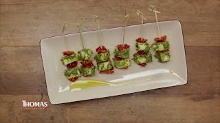 Brochetas de queso de cabra pesto de pistachos y tomates deshidratados [upl. by Nomsed]