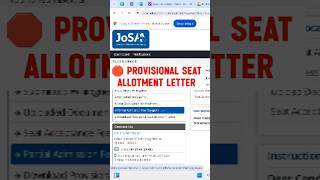 🛑 Provisional Allotment Letter Josaa 2024  PAF  Provisional Allotment Letter  Josaa 2024 josaa [upl. by Furtek]