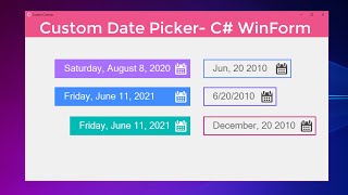 Custom DateTimePicker  WinForm C [upl. by Joshi]