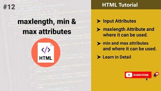 maxlength min amp max attributes  maxlength for input type number  HTML Tutotrial [upl. by Hendon]