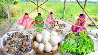 ডিমের কারিবাঁধাকপি ঘন্ট আর ছোট কাঁকড়া দিয়ে পালং শাক রান্না সাথে দুপুরের খাওয়া দাওয়াEgg curry [upl. by Tehc]