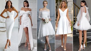 100 Beautiful Short amp Tealength Wedding Dresses  Civil Wedding Dresses [upl. by Auqined]