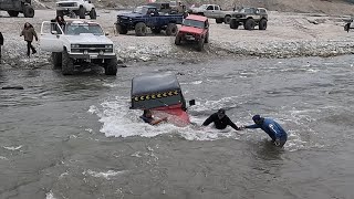 Crazy River Crossing Red Jeep goes for a swim at Azusa Canyon OHV 6142023 [upl. by Olegna]