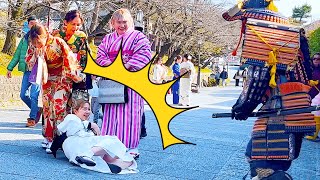 48 SAMURAI Mannequin Prank in Kyoto Japan  Japanese shogun prank for traveler at Kiyomizu Temple [upl. by Alaet954]