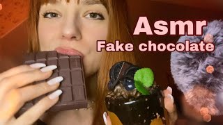 ASMR  fake chocolate and cake eating sounds [upl. by Reinwald]