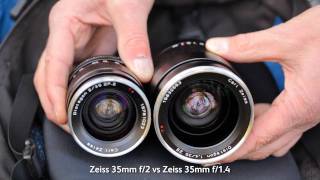 Zeiss 35mm f14 Distagon for Canon or Nikon vs Canon 3514L Zeiss 352 [upl. by Pip]