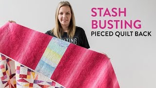 How To Make A Pieced Quilt Back Stashbusting Idea  Midnight Quilt Show Twinkling Twilight Quilt [upl. by Nereen]