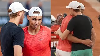 Nadals Reaction When Sinner Shows Up at His Training to Surprise Him While Hes Playing vs Wawrinka [upl. by Nrehtac316]