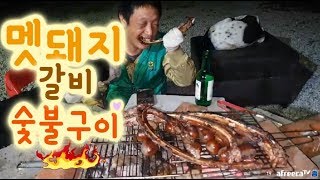 멧돼지 갈비 숯불구이 먹방 Wild boar Barbecue Mukbang eating [upl. by Shulem745]