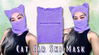 Easy Crochet Ski Mask Balaclava with Cat Ears [upl. by Aihsal]