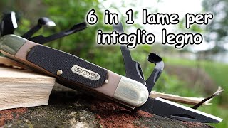 6 Sgorbie in 1  Multitool per intaglio legno economico Old Timer 240T wood carving knife [upl. by Luhem]