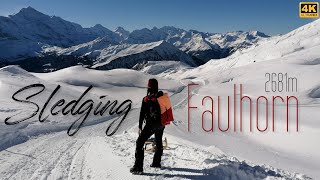 Faulhorn 2681m  Longest sledging run in the world  Schlitteln in Jungfrau Region Grindelwald  4K [upl. by Eipper101]