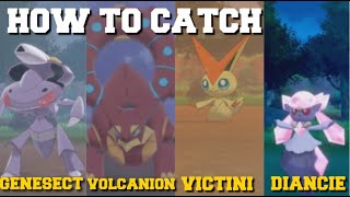 HOW TO CATCH ALL MYTHICAL GENESECTVOLCANIONDIANCIE AND VICTINI POKEMON SWORD AND SHIELD [upl. by Acinyt]