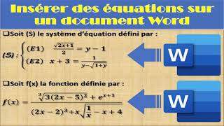 Insérer les équations dans un document Word [upl. by Jackquelin]