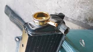 motorcycle radiator DIY repair  filler neck and radiator cap problem [upl. by Barbie]