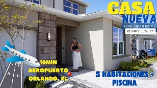 Casa NUEVA en venta EN ORLANDO FLORIDA 12 min del aeropuerto y 13 minutos de Lake Nona con piscina [upl. by Esinart]