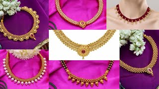 Thushi Necklace Designs  Waman Hari Pethe light Weight Gold Thushi Necklace [upl. by Engvall]