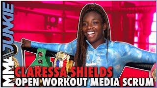 Claressa Shields Talks MMA Return Cris Cyborgs Boxing Debut Amanda Nunes more [upl. by Ailliw604]