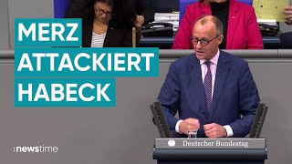 Merz attackiert Scholz und Habeck im Bundestag quotSie können es nichtquot [upl. by Nalyt]