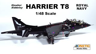 FULL BUILD  ROYAL NAVY HARRIER T8  148 SCALE AIRCRAFT MODEL KIT  Kinetic [upl. by Yralih658]