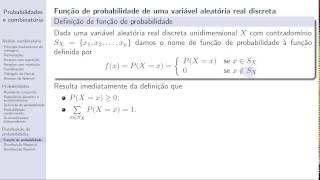 Distribuição de probabilidades  Aula 1 Função de probabilidade [upl. by Oiciruam]