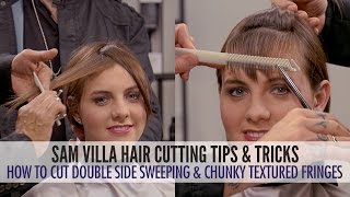 Double Identity Side Sweeping Fringe and Chunky Textured Fringe  2 Ways To Cut Bangs [upl. by Ecnadnak]